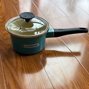 Le Creuset Turquoise Saucepan with Glass Lid - New in Box
